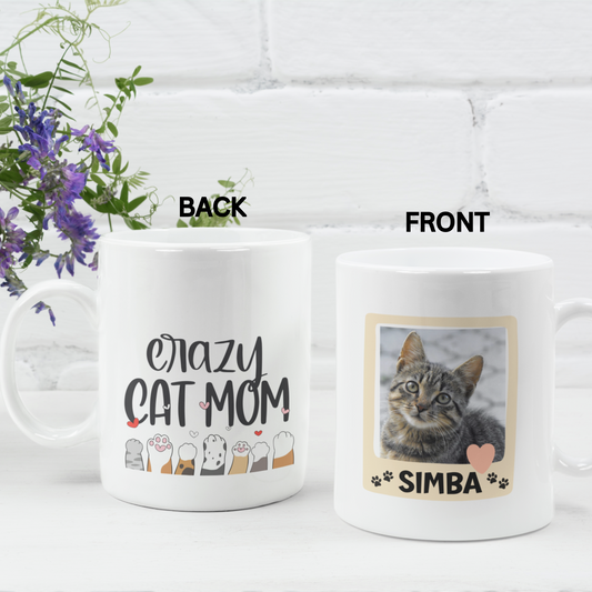 Cat Love Mug: Personalized with Name and Photo.