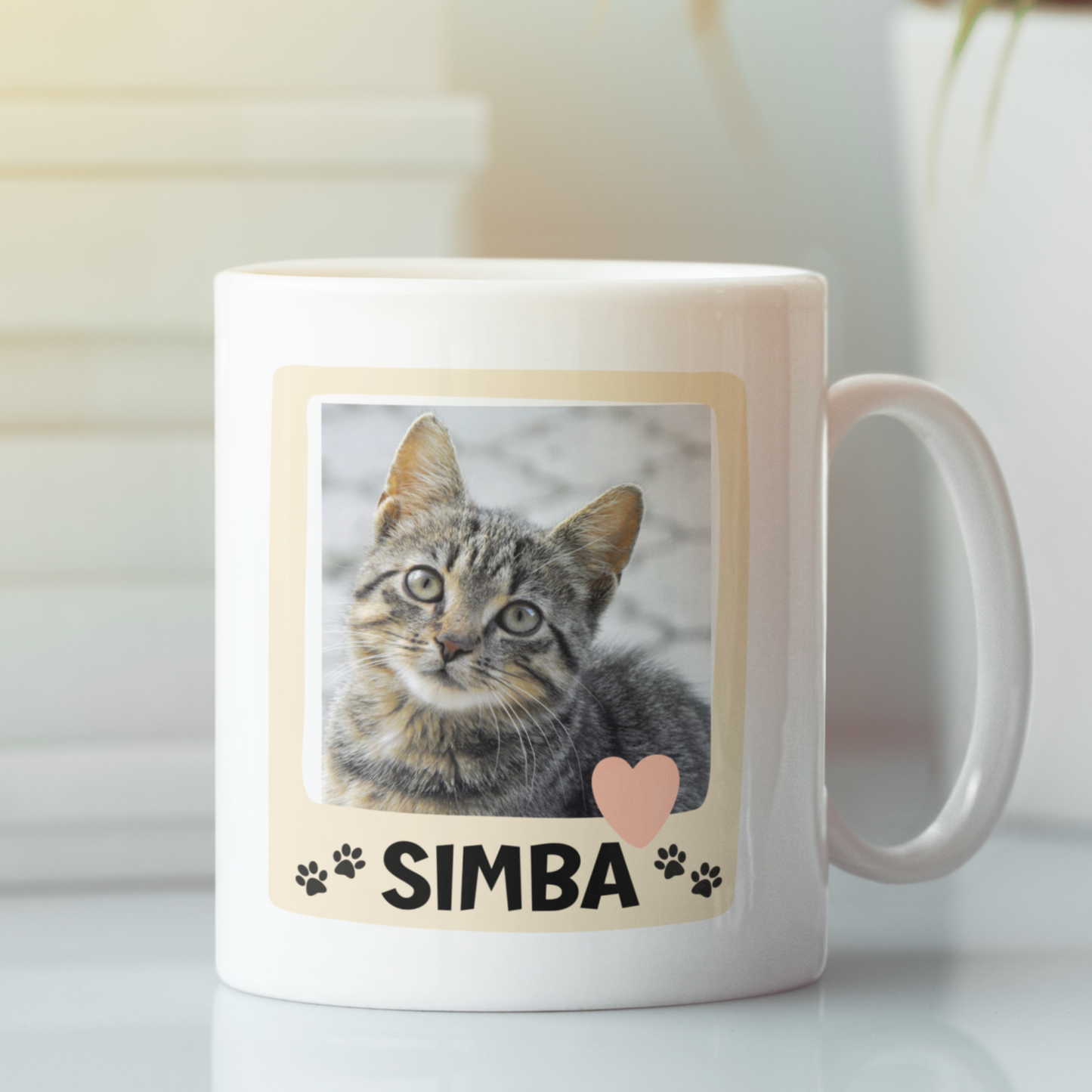 Cat Love Mug: Personalized with Name and Photo.