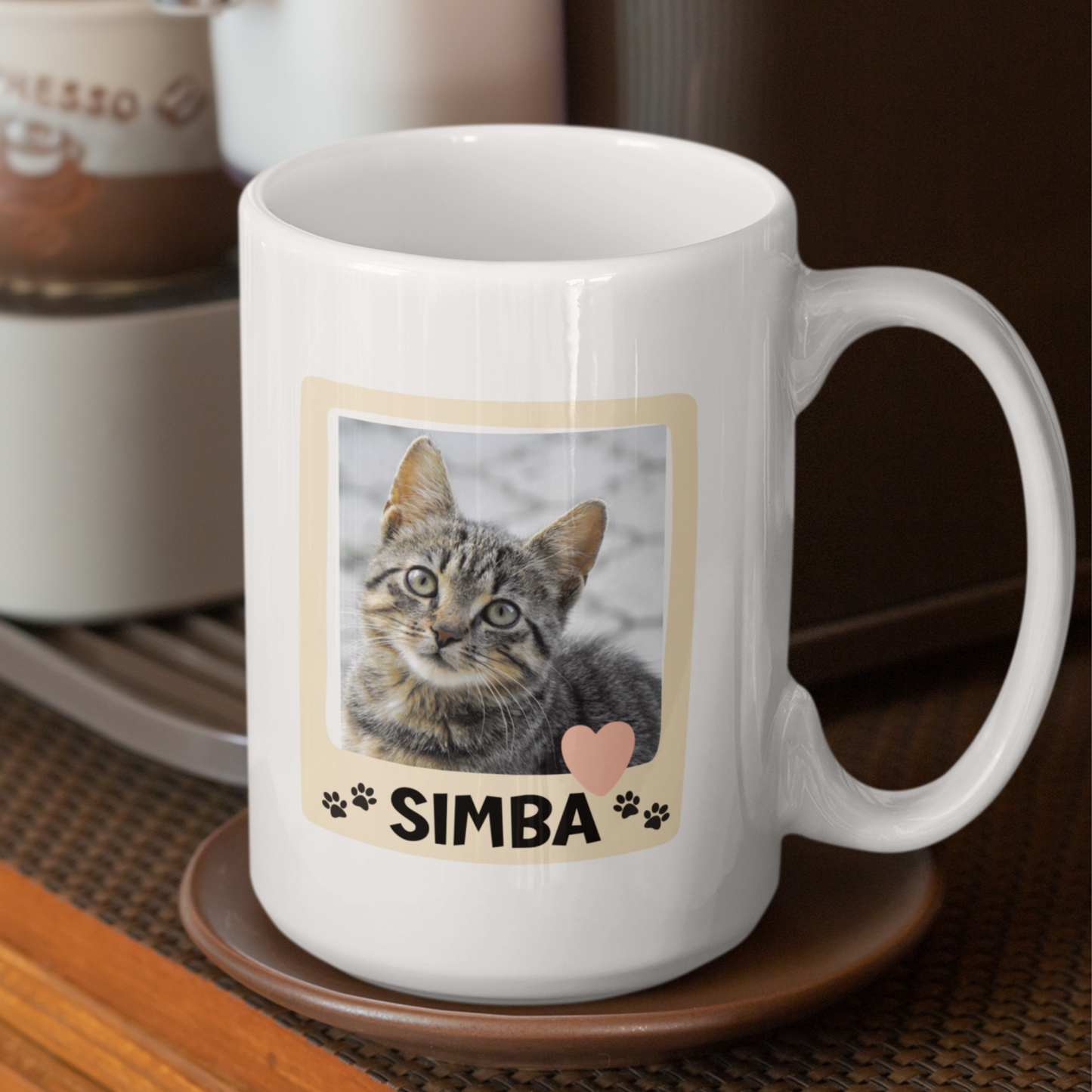 Cat Love Mug: Personalized with Name and Photo.