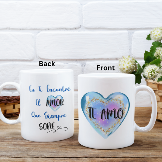 Spanish Love You Mug: Romantic Coffee Gift for Anniversary, Coffee Cup for Him or Her.