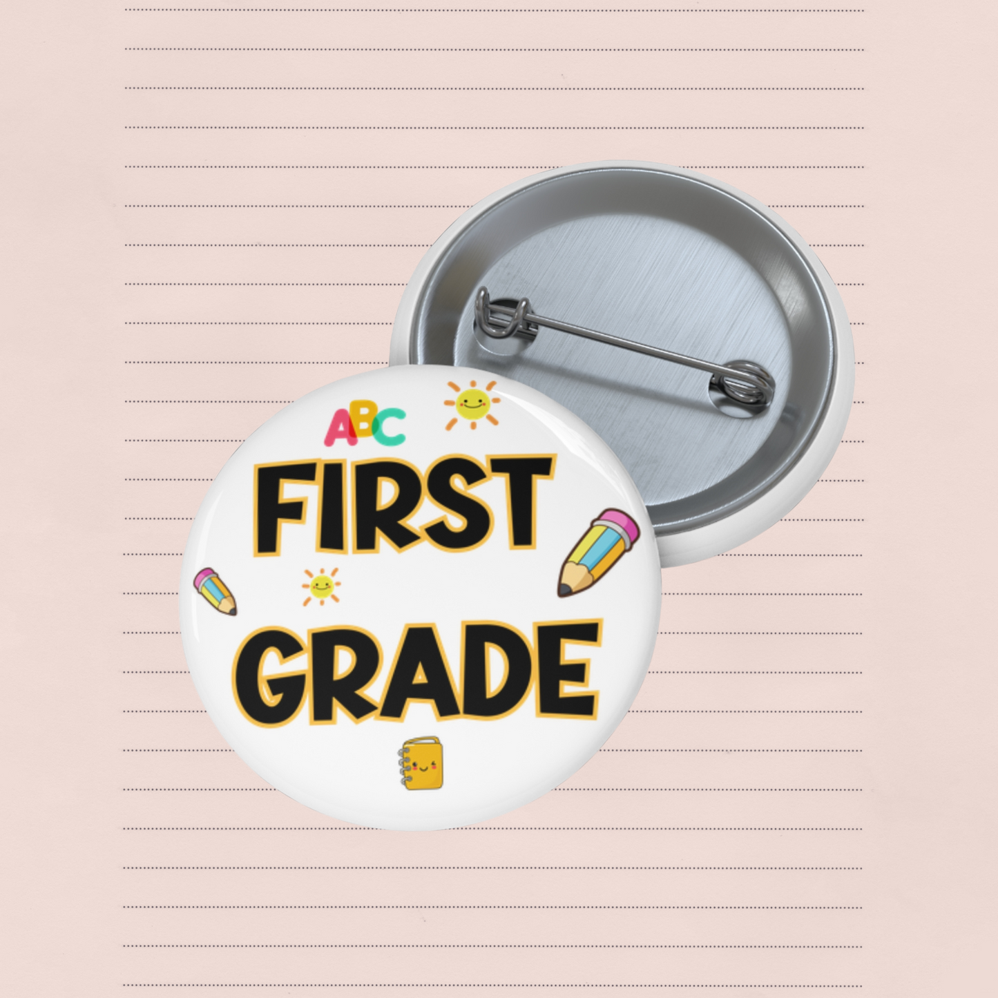 School Grade Pins for Kids - First to Fifth Grade Clothing Buttons.