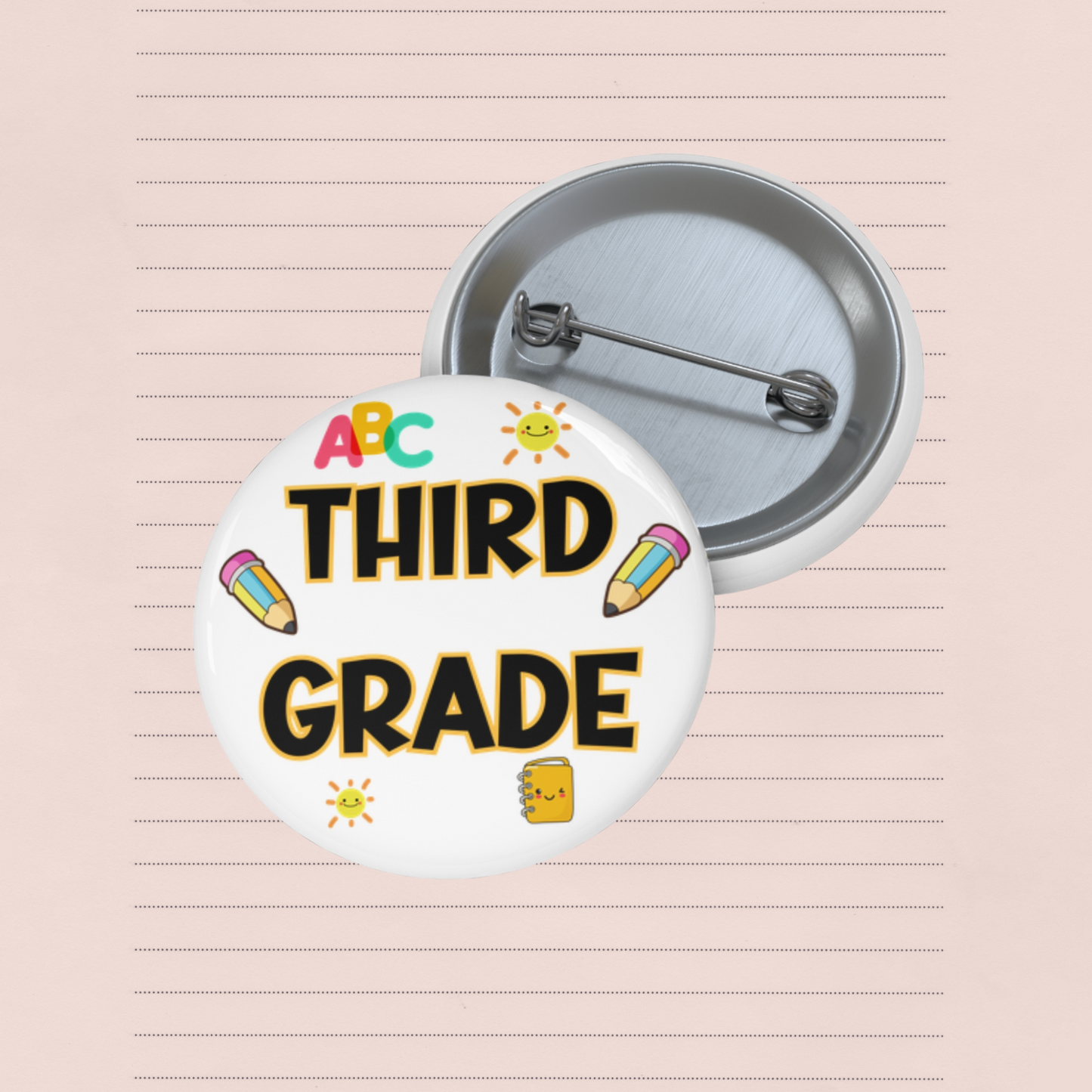 School Grade Pins for Kids - First to Fifth Grade Clothing Buttons.