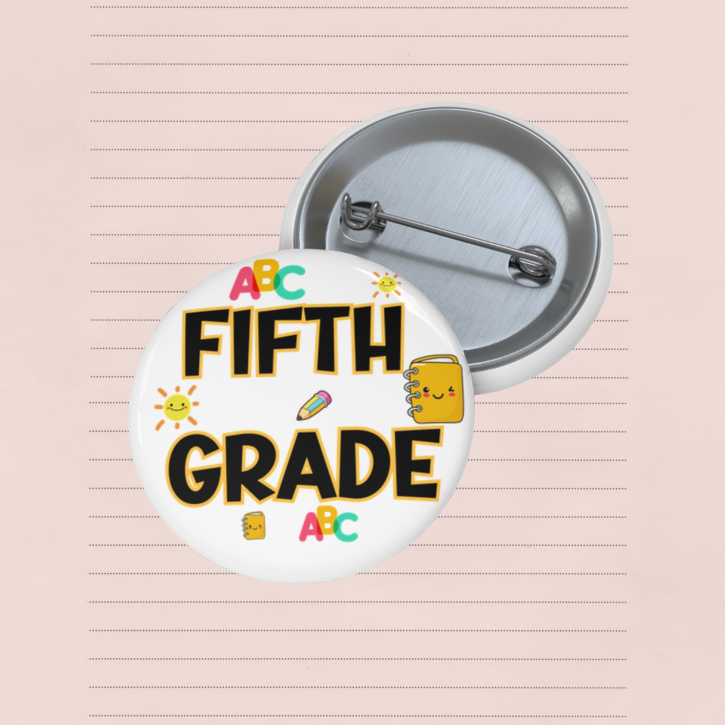 School Grade Pins for Kids - First to Fifth Grade Clothing Buttons.