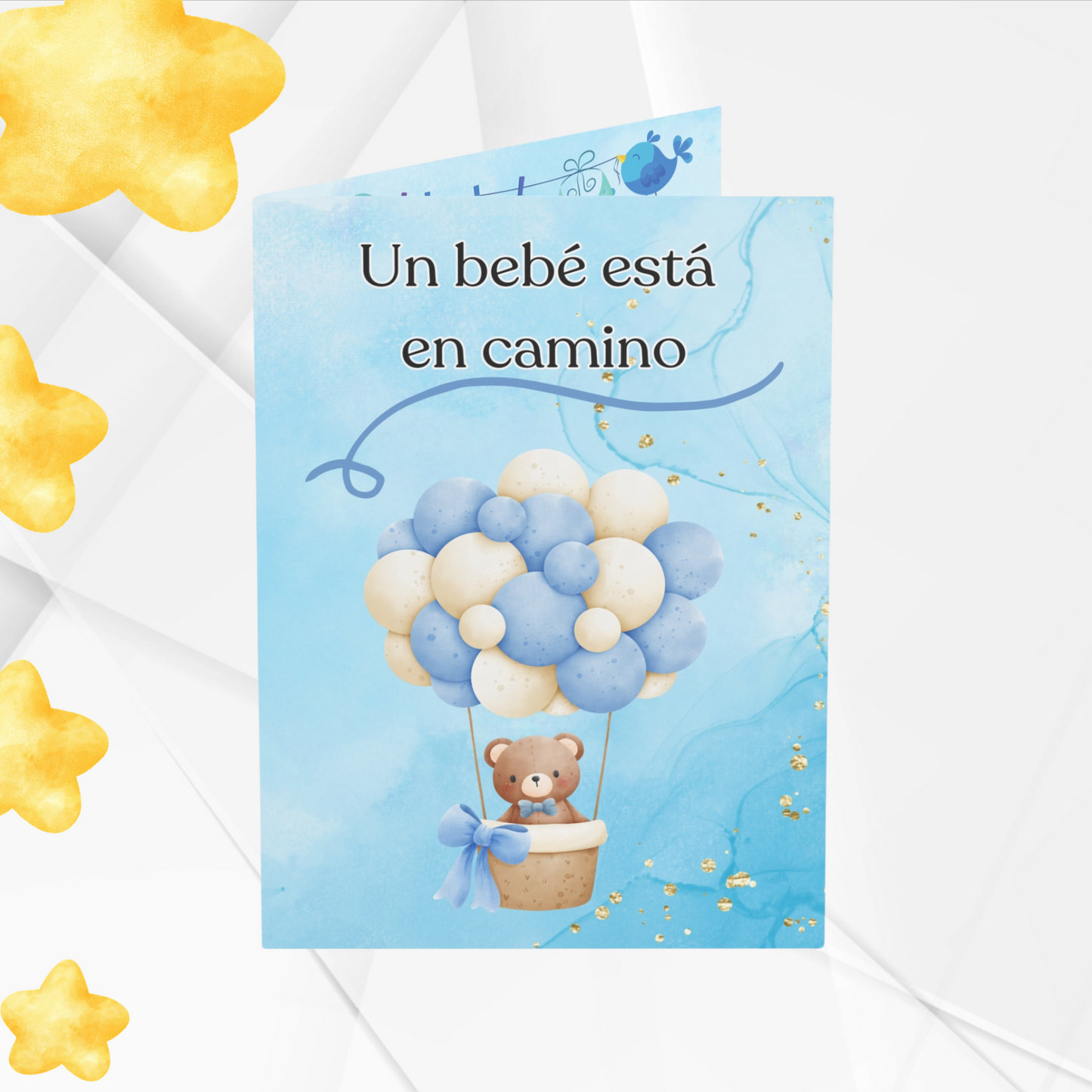 Baby Shower Card for Boy - 'A Baby is on the Way' with Space for Personalization (Card in Spanish)