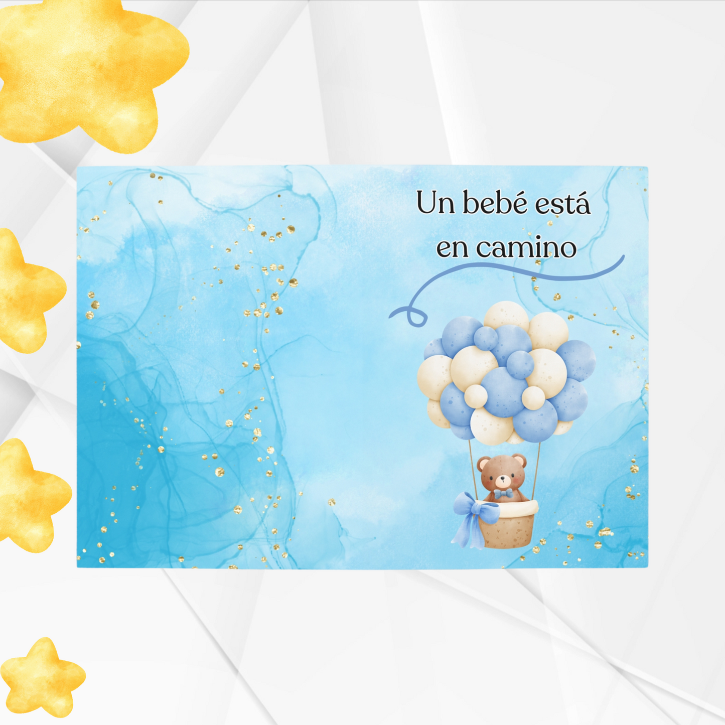 Baby Shower Card for Boy - 'A Baby is on the Way' with Space for Personalization (Card in Spanish)