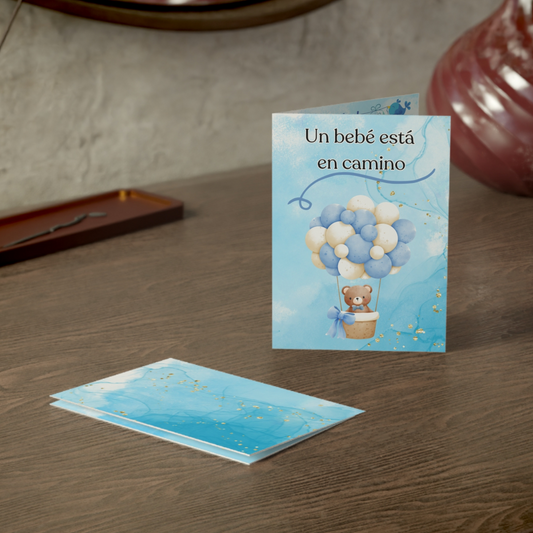 Baby Shower Card for Boy - 'A Baby is on the Way' with Space for Personalization (Card in Spanish)