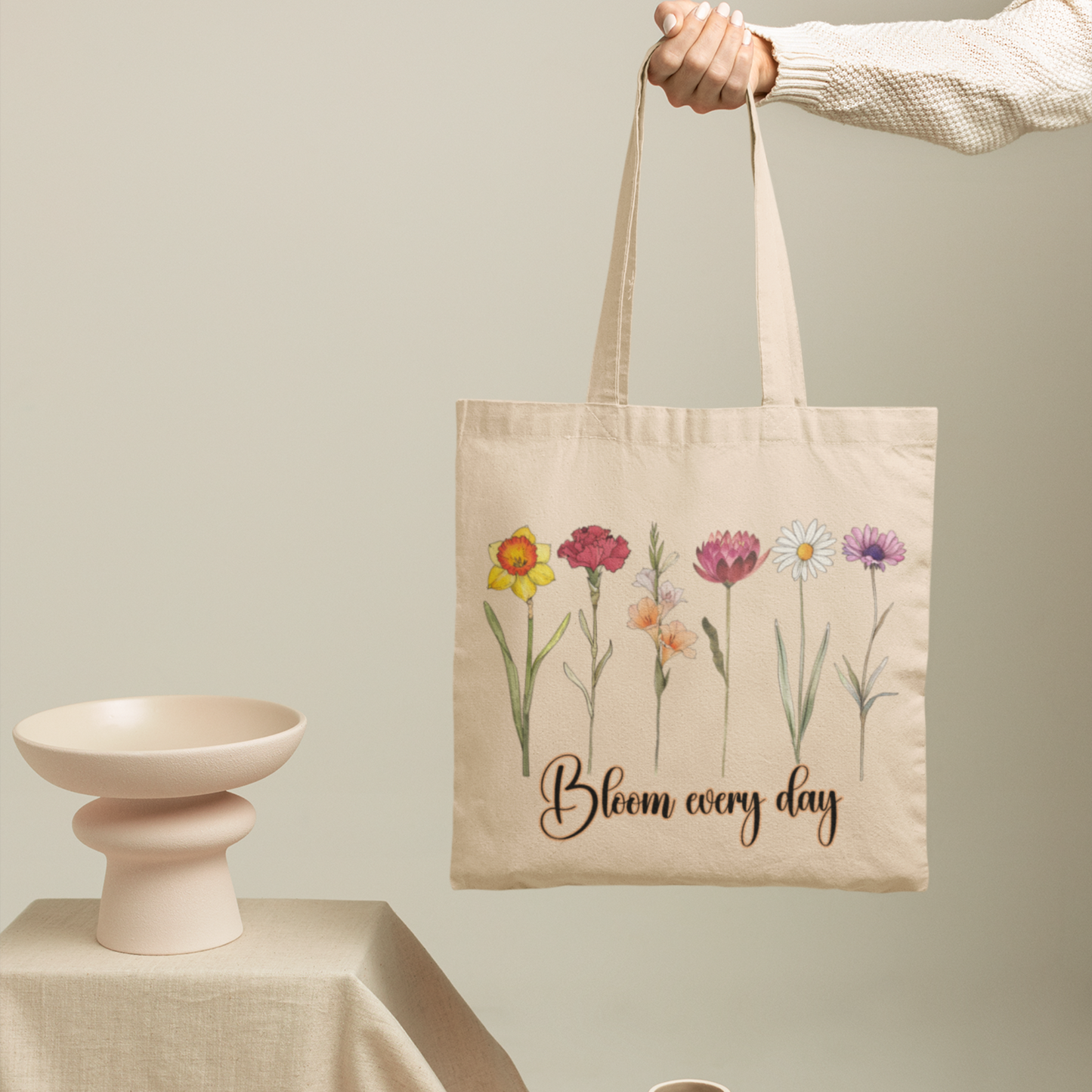 Bloom Every Day: Floral Tote Bag.