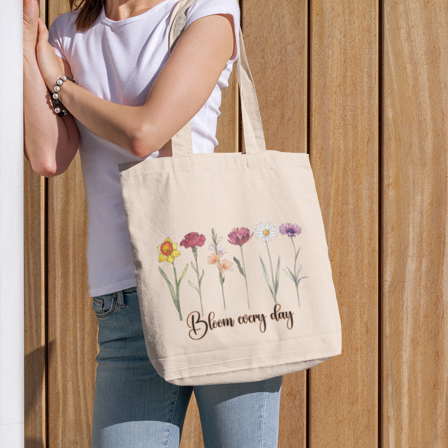 Bloom Every Day: Floral Tote Bag.