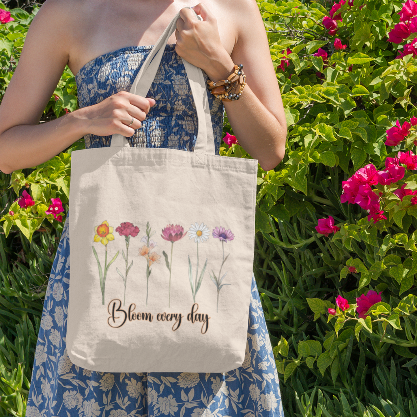 Bloom Every Day: Floral Tote Bag.