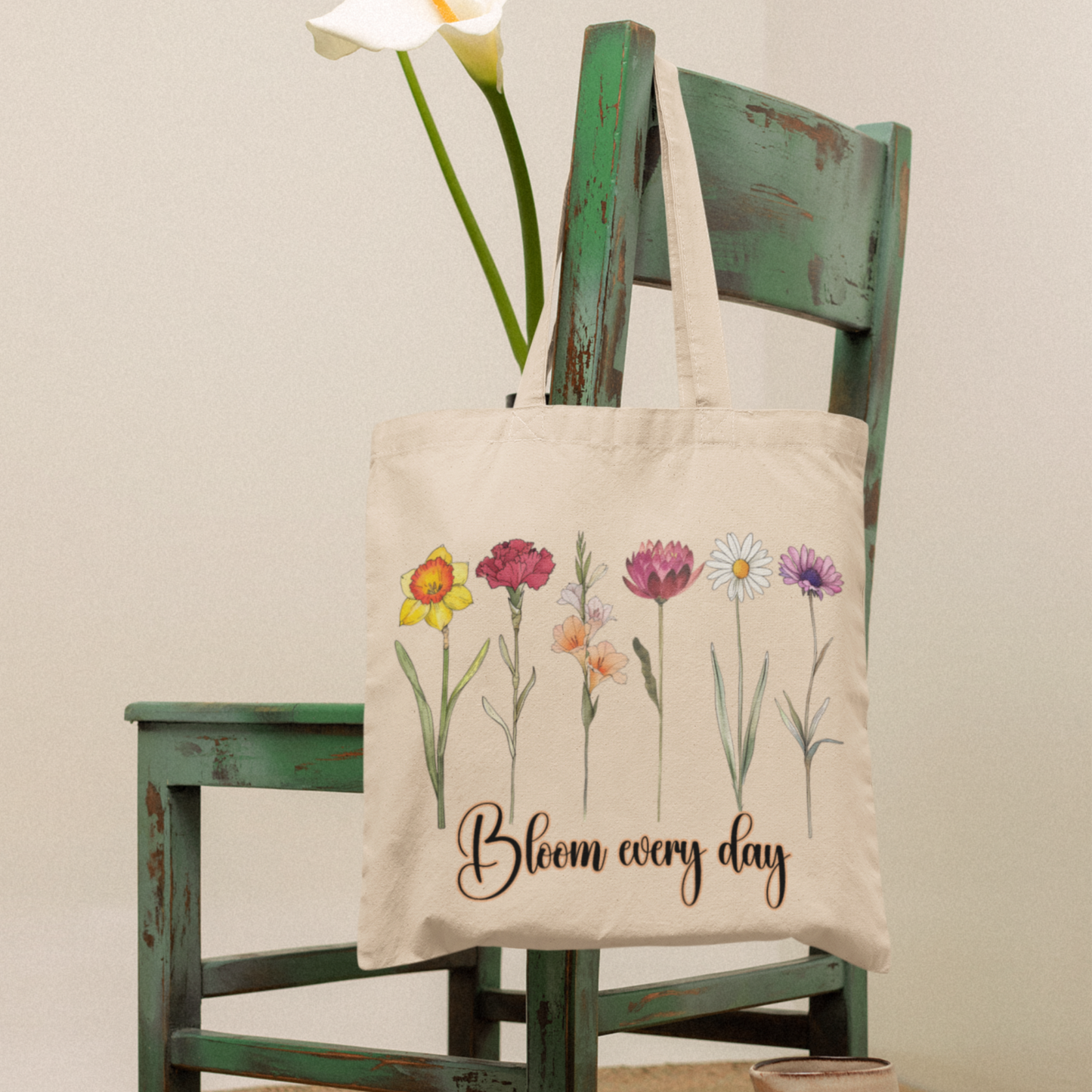 Bloom Every Day: Floral Tote Bag.