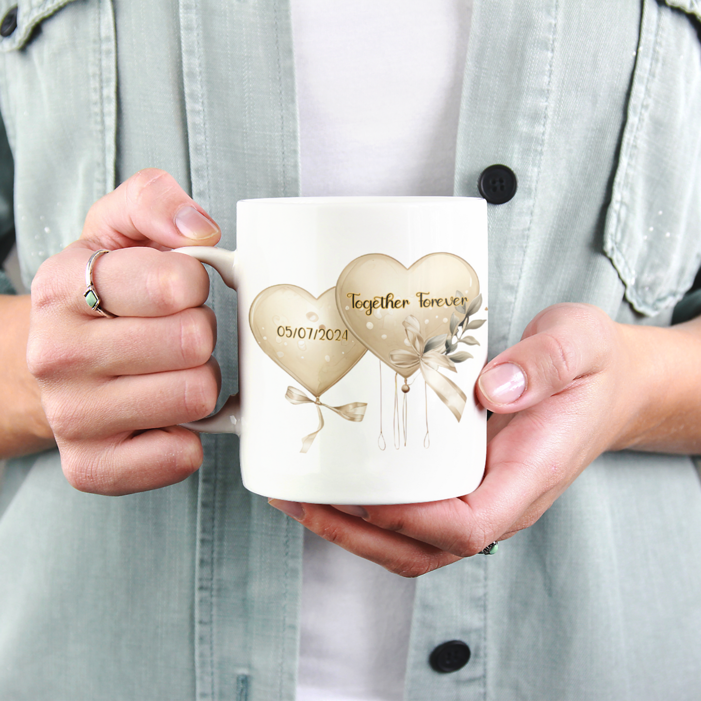 Set de Tazas Amor Eterno: Personalizadas con Nombres y Fecha de Boda.