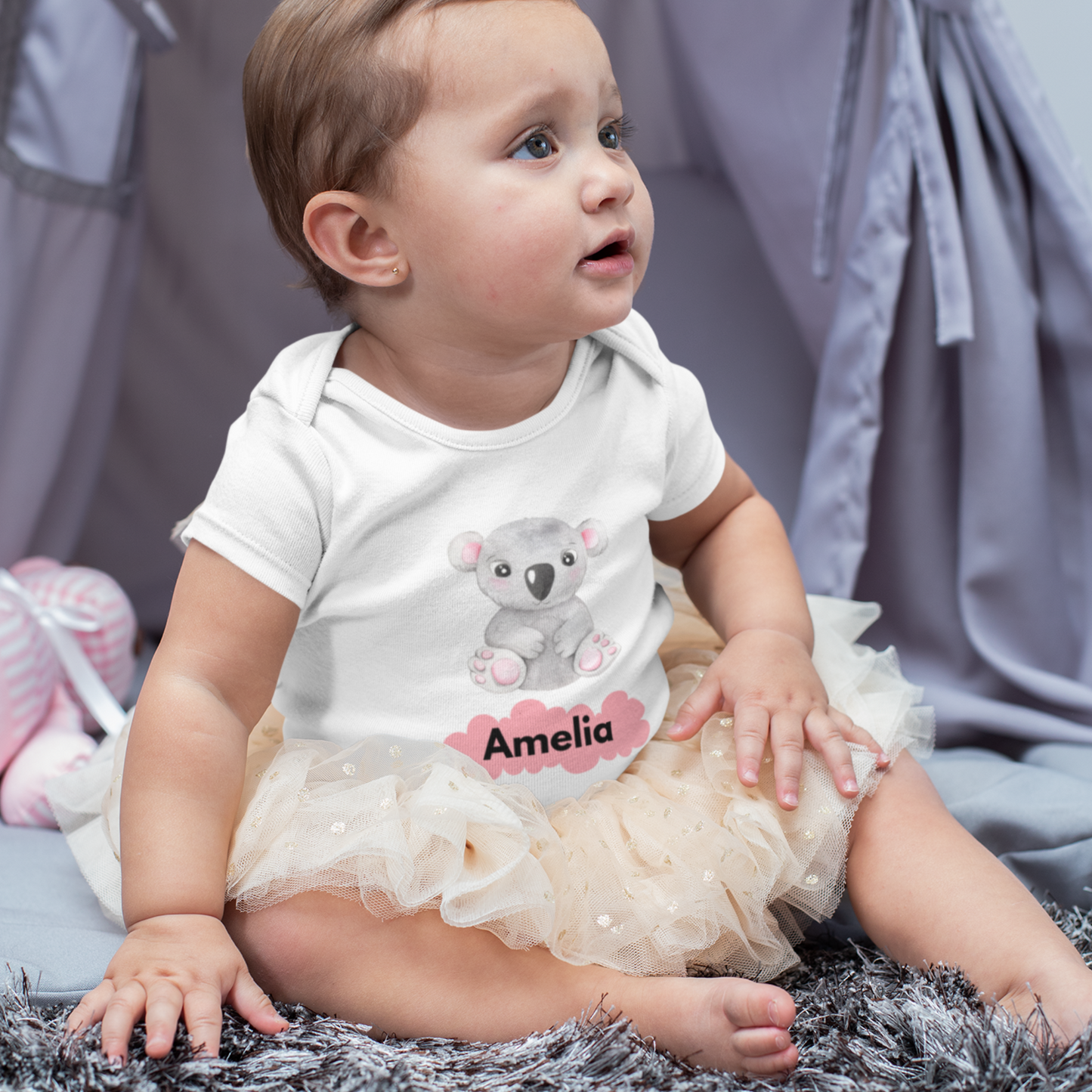 Custom Infant Fine Jersey Bodysuit with Baby's Name - Personalized Baby Gift.