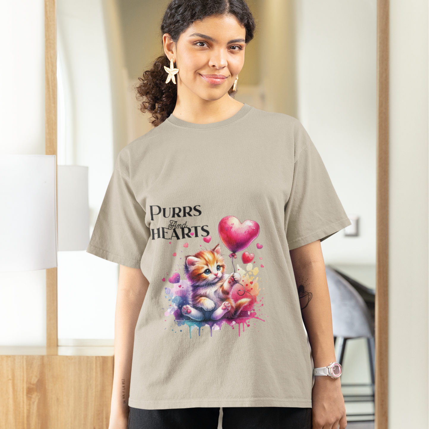 Romantic Cat Lover T-Shirt – Perfect Gift for Her.