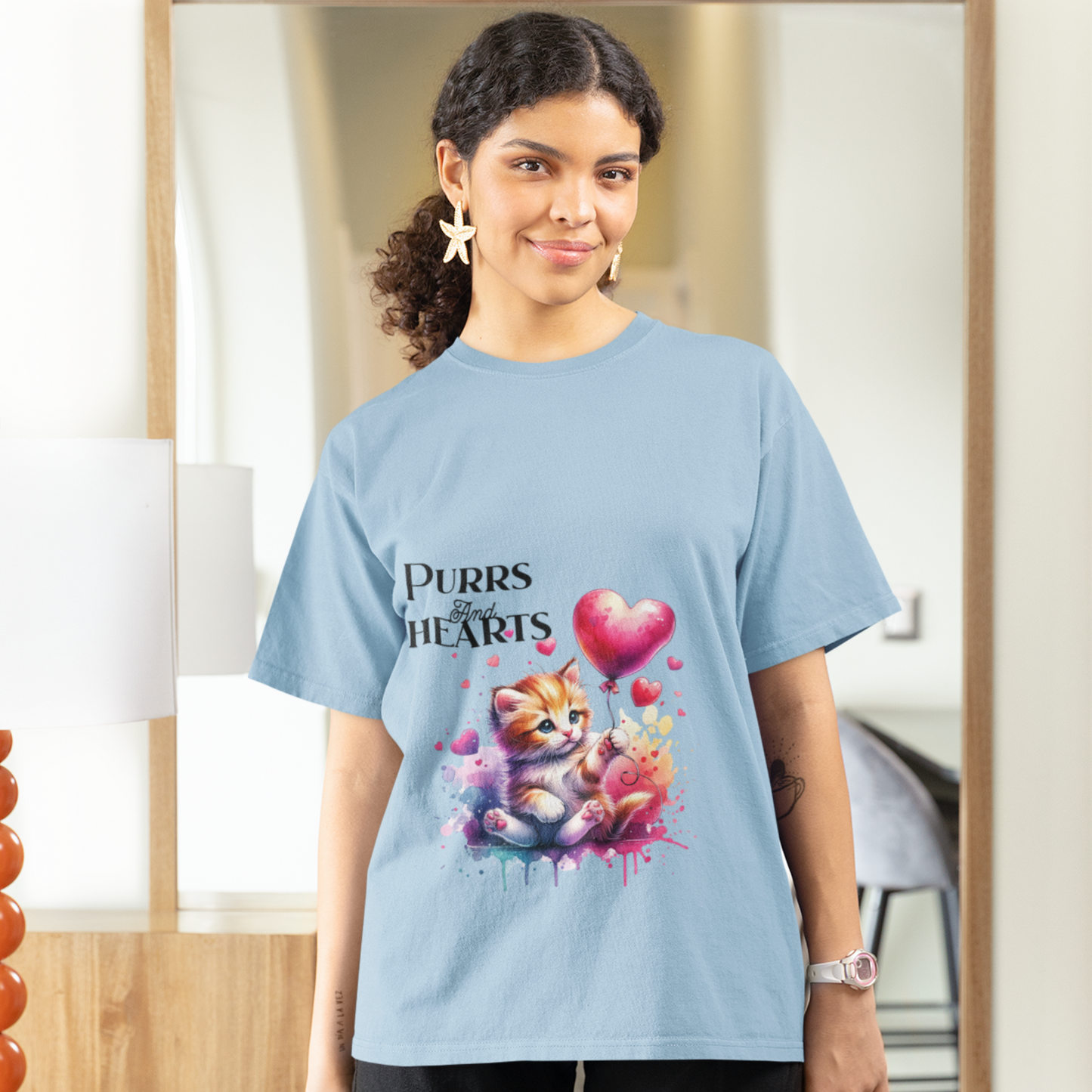 Romantic Cat Lover T-Shirt – Perfect Gift for Her.