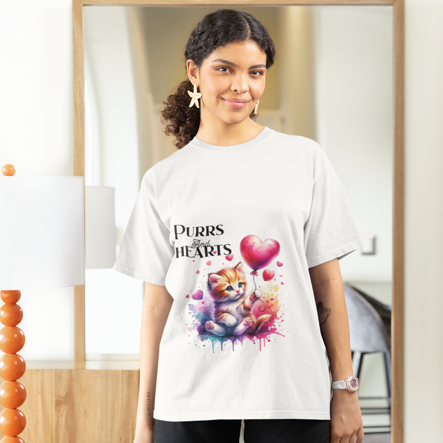 Romantic Cat Lover T-Shirt – Perfect Gift for Her.