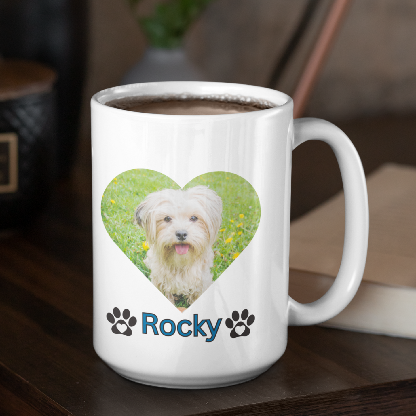 Dog Love Mug: Personalized with Name and Photo.