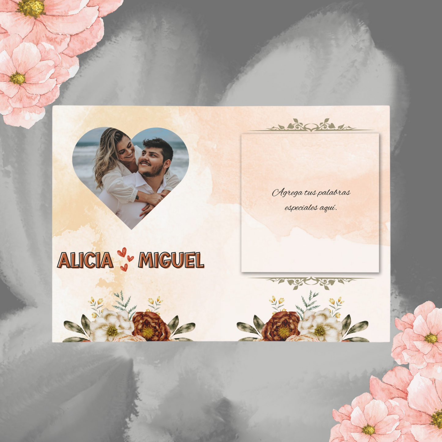 Tarjeta de regalo de boda personalizada: incluye tu mensaje especial, foto y nombres de los recién casados (tarjeta en español)