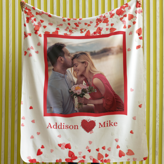 Personalized Blanket with Names and Photo: The Perfect Romantic Gift for Couples.