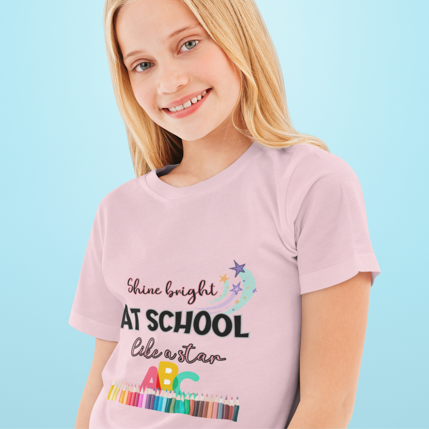 Girls' Back-to-School T-Shirt - 'Shine Bright at School Like a Star.