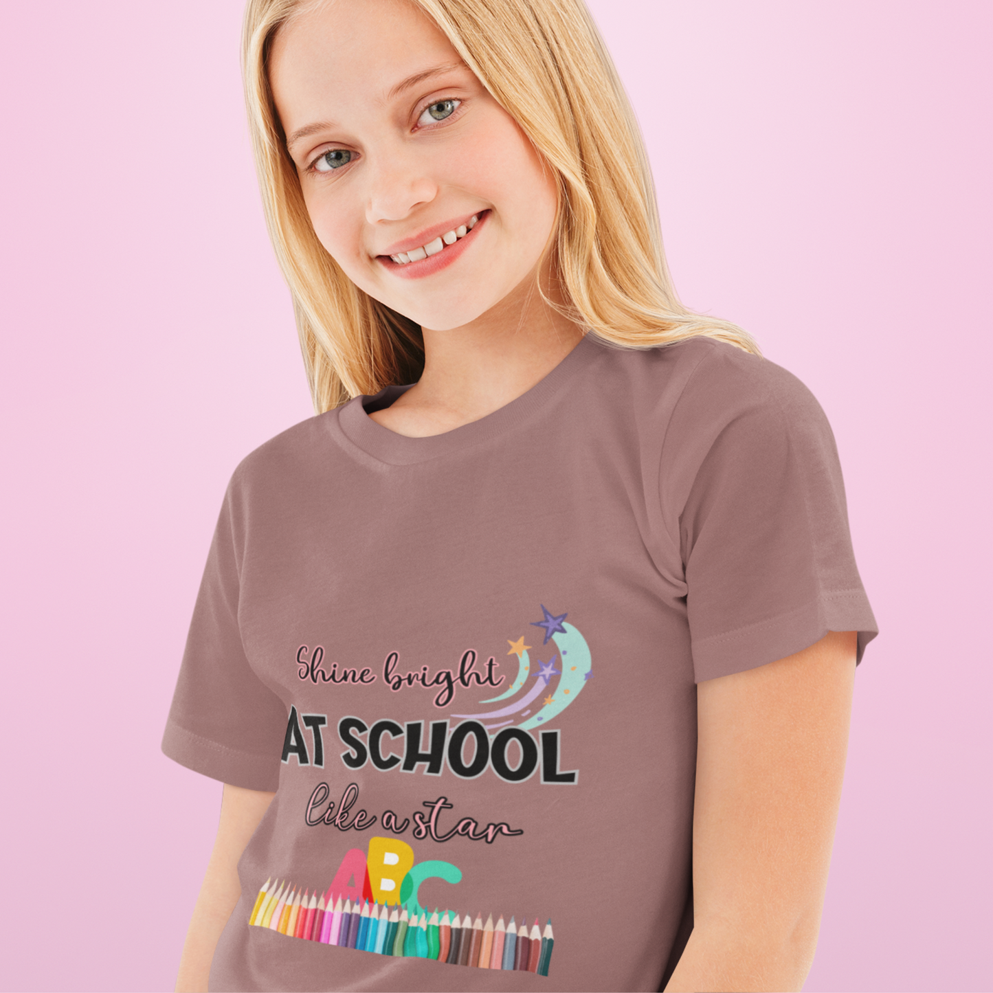 Girls' Back-to-School T-Shirt - 'Shine Bright at School Like a Star.