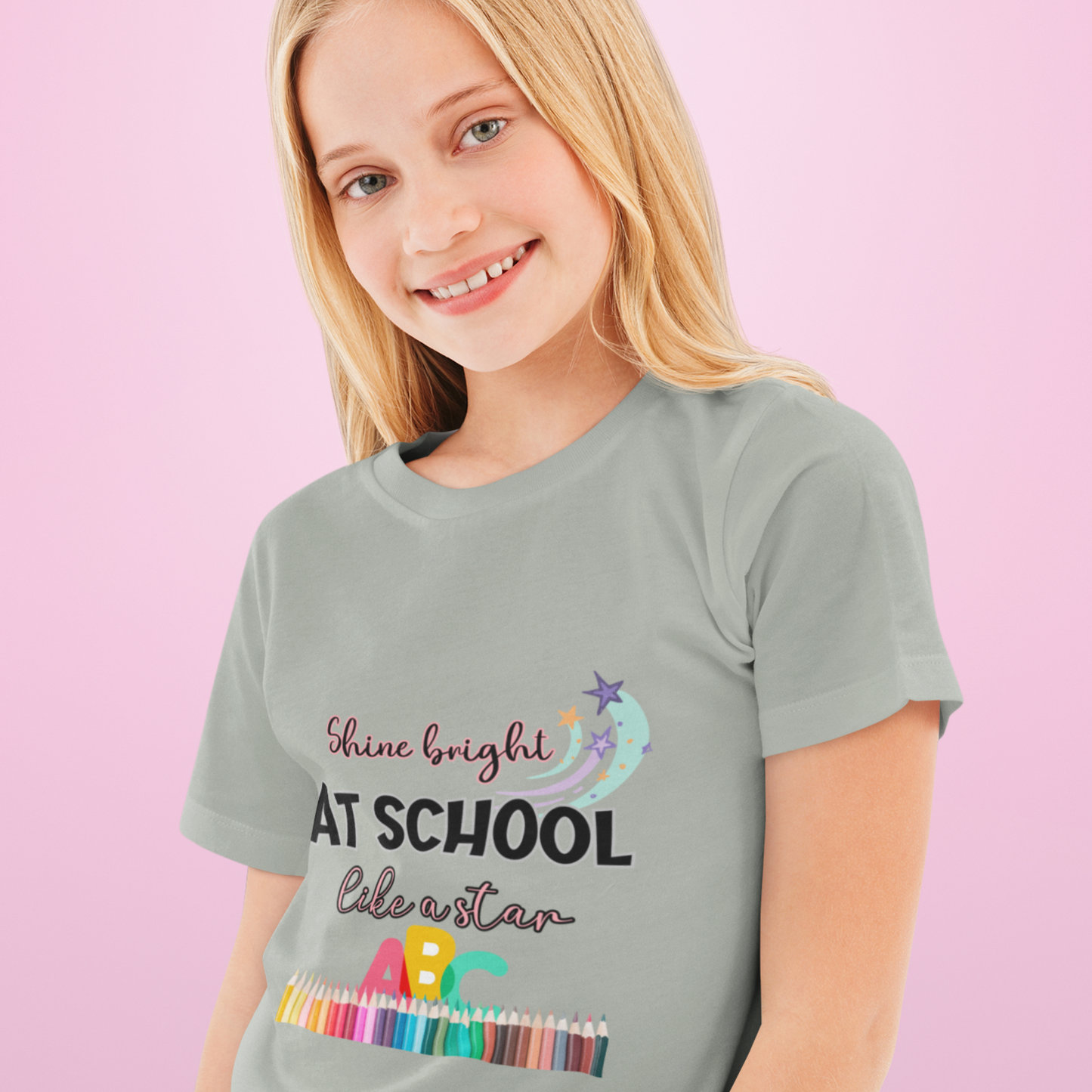 Girls' Back-to-School T-Shirt - 'Shine Bright at School Like a Star.