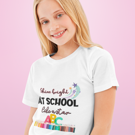 Girls' Back-to-School T-Shirt - 'Shine Bright at School Like a Star.