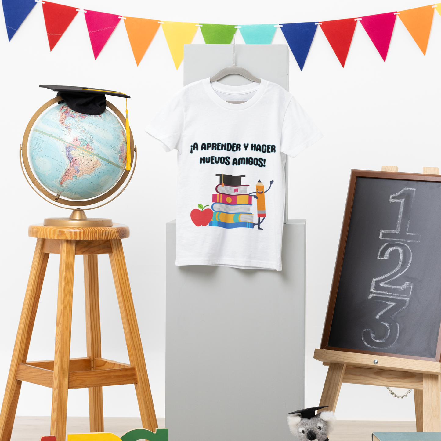 Camiseta infantil "¡A aprender y hacer nuevos amigos!" – Ropa escolar para niños en regreso a clases.