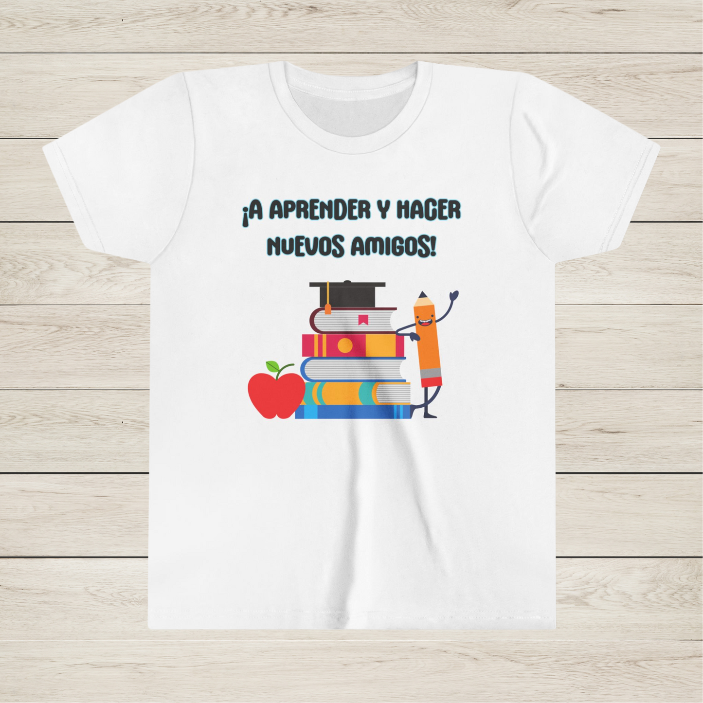 Camiseta infantil "¡A aprender y hacer nuevos amigos!" – Ropa escolar para niños en regreso a clases.