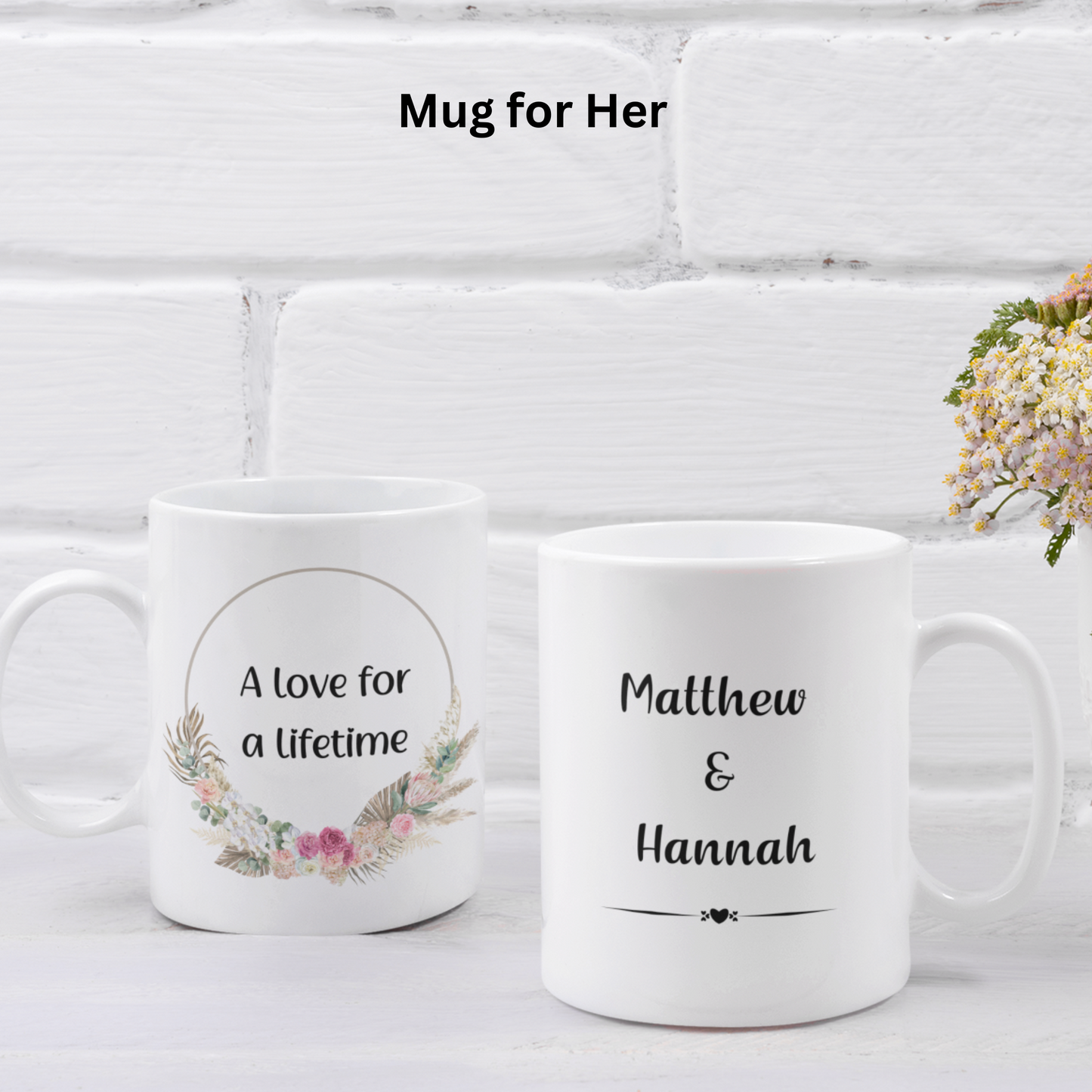 Lifetime Love Mug Set: Personalized Wedding & Anniversary Gift for Couples.