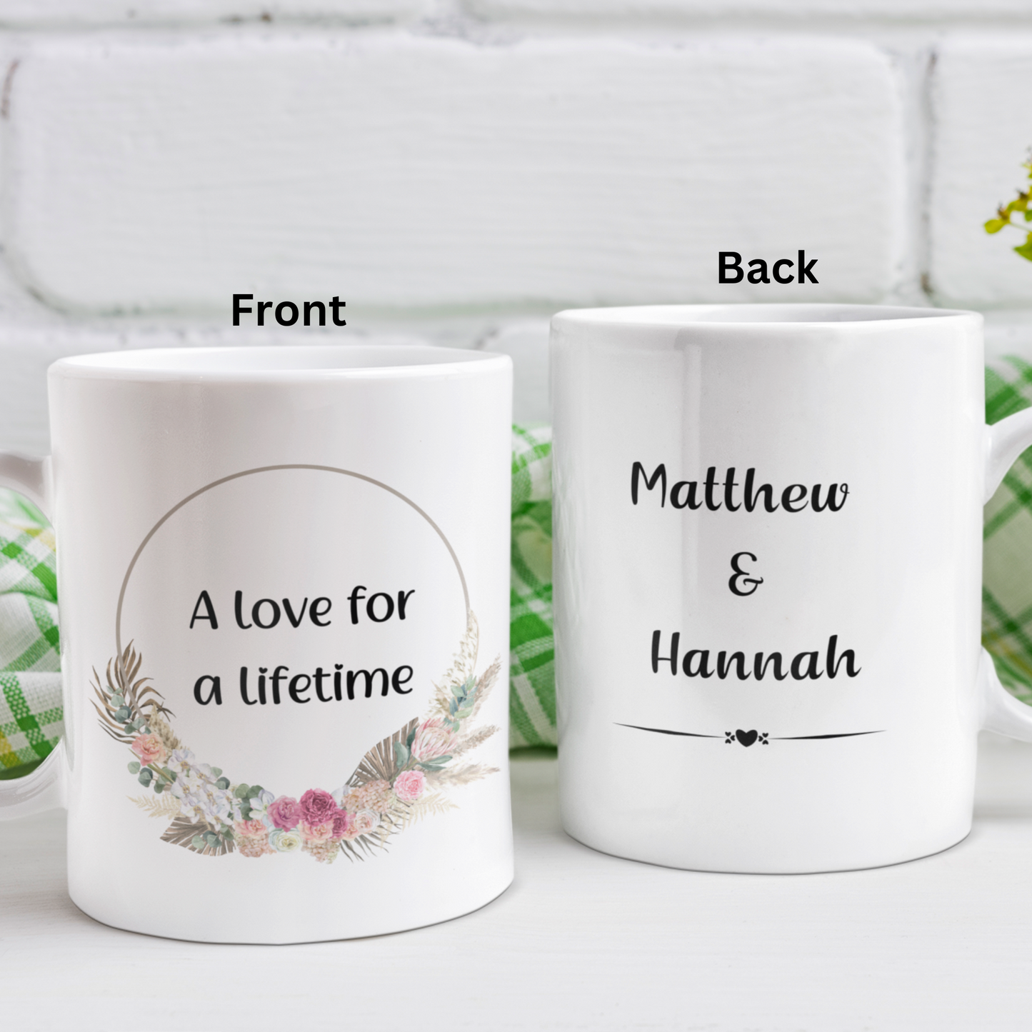 Lifetime Love Mug Set: Personalized Wedding & Anniversary Gift for Couples.