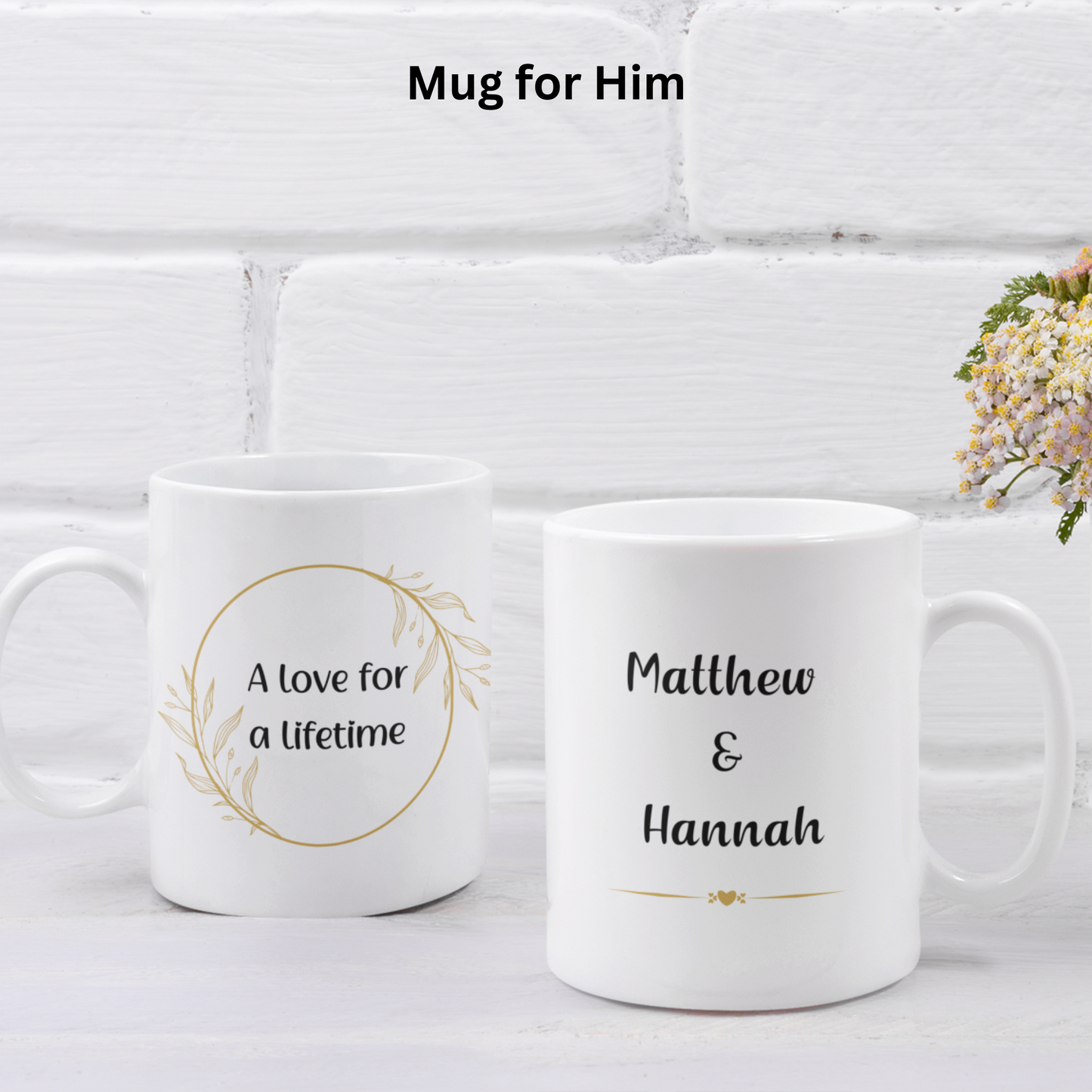 Lifetime Love Mug Set: Personalized Wedding & Anniversary Gift for Couples.