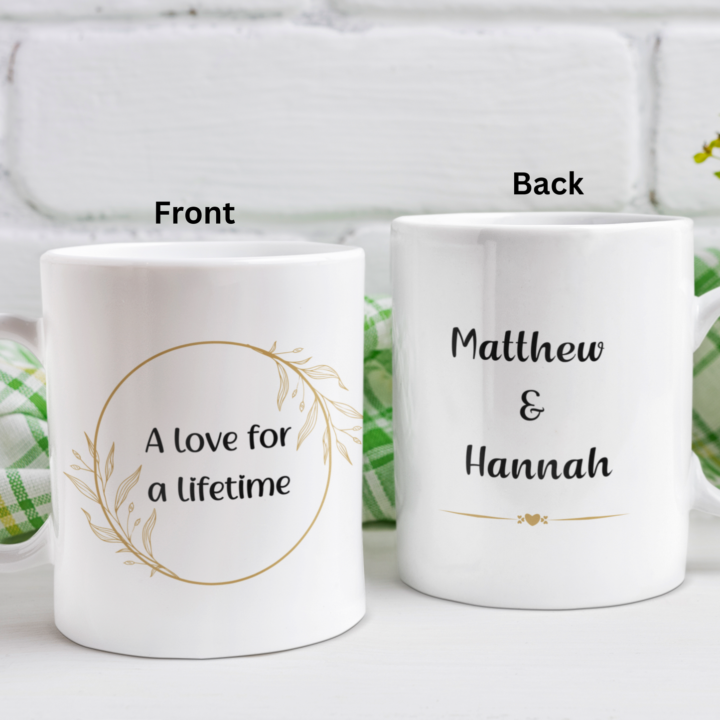 Lifetime Love Mug Set: Personalized Wedding & Anniversary Gift for Couples.