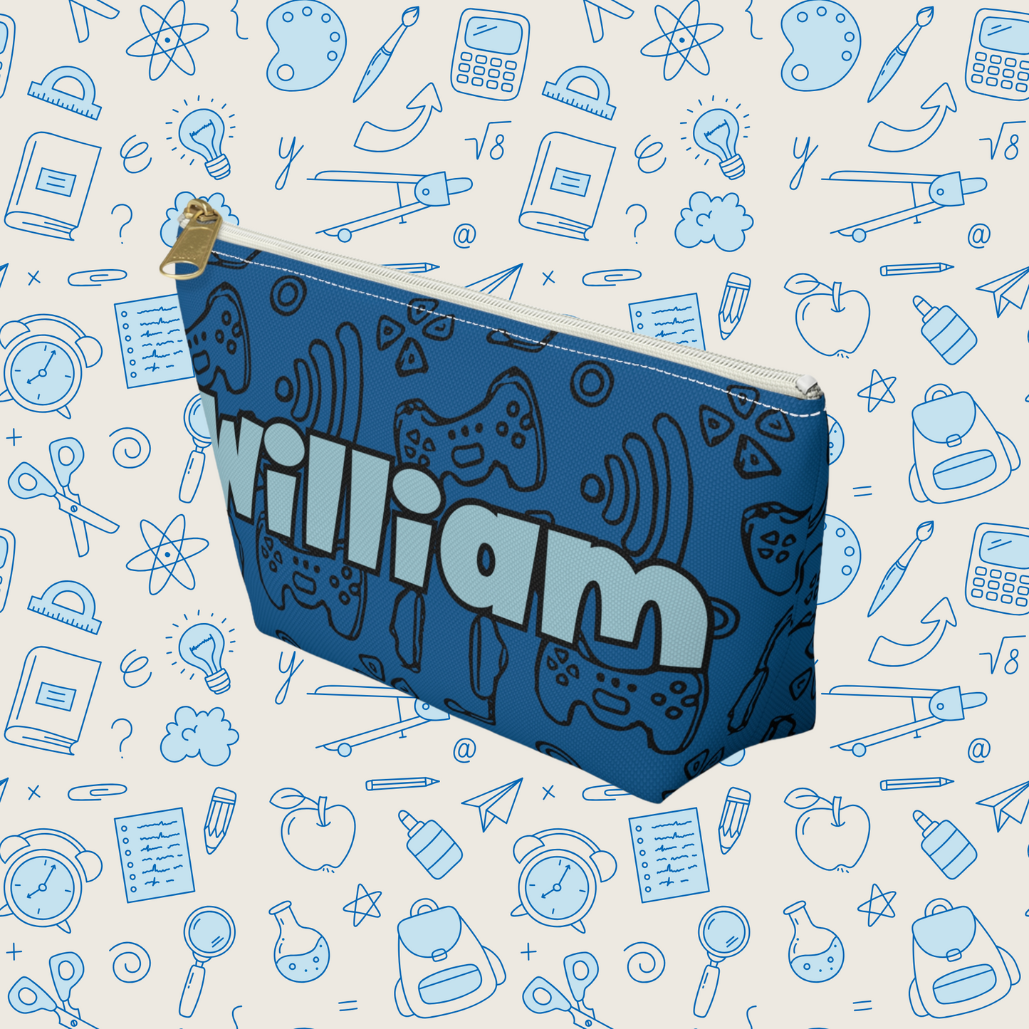 Gaming-Themed T-Bottom Pencil Case - Personalized School Pouch for Kids.