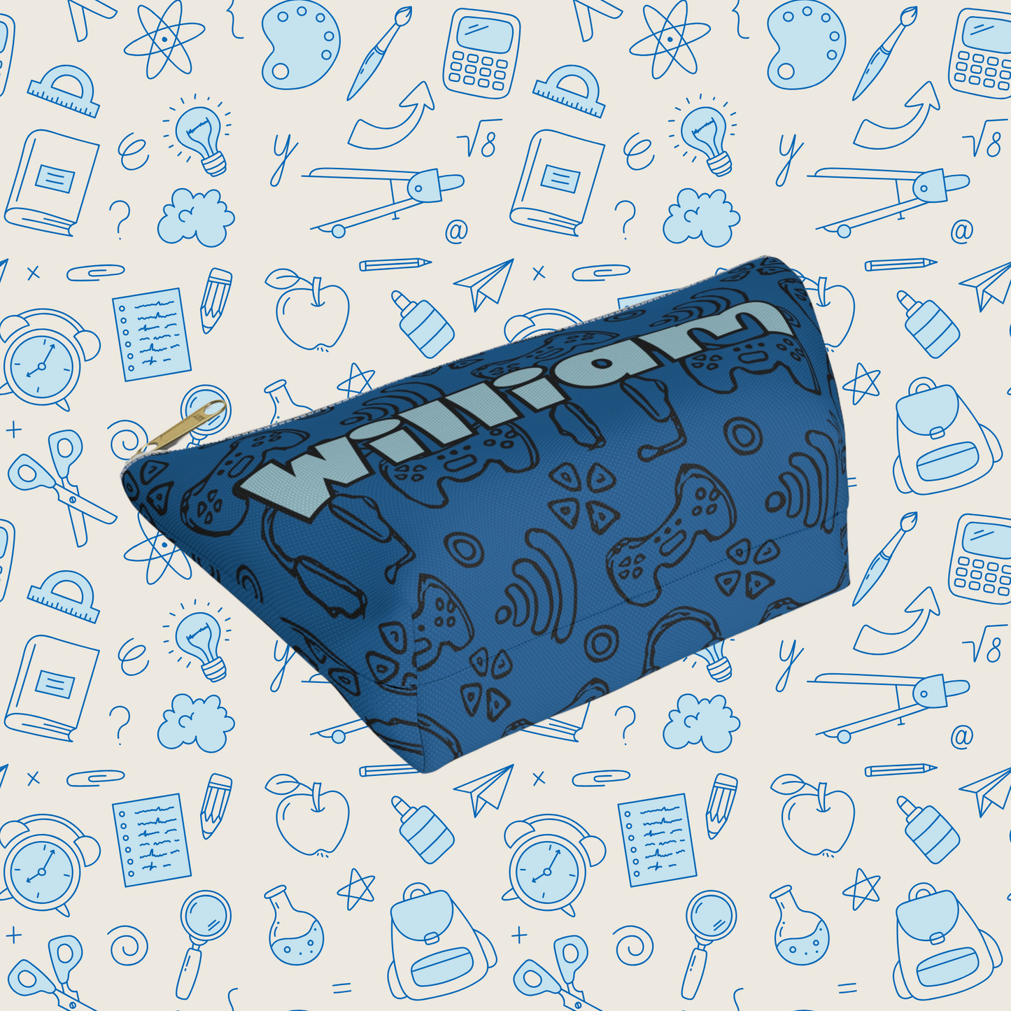 Gaming-Themed T-Bottom Pencil Case - Personalized School Pouch for Kids.