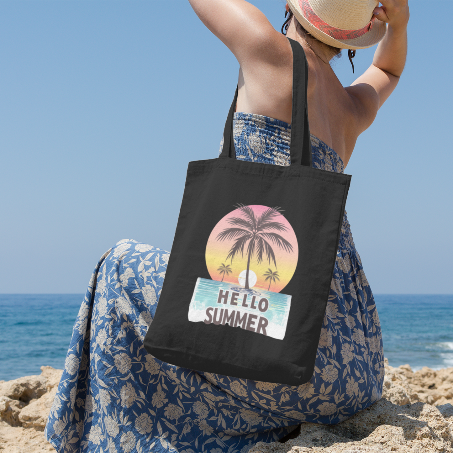 Hello Summer Cotton Canvas Tote Bag.