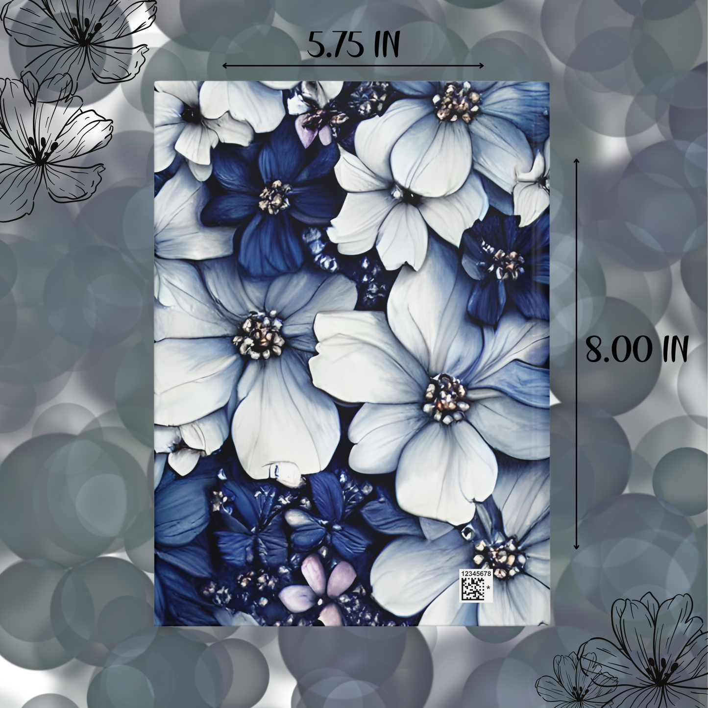 Cuaderno personalizado de flores silvestres azules: ideal para amantes de las flores.