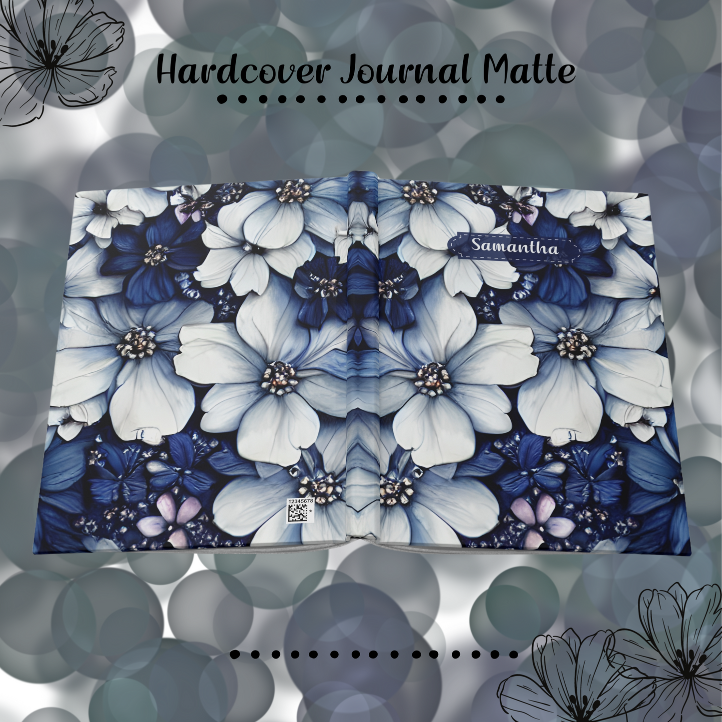 Cuaderno personalizado de flores silvestres azules: ideal para amantes de las flores.