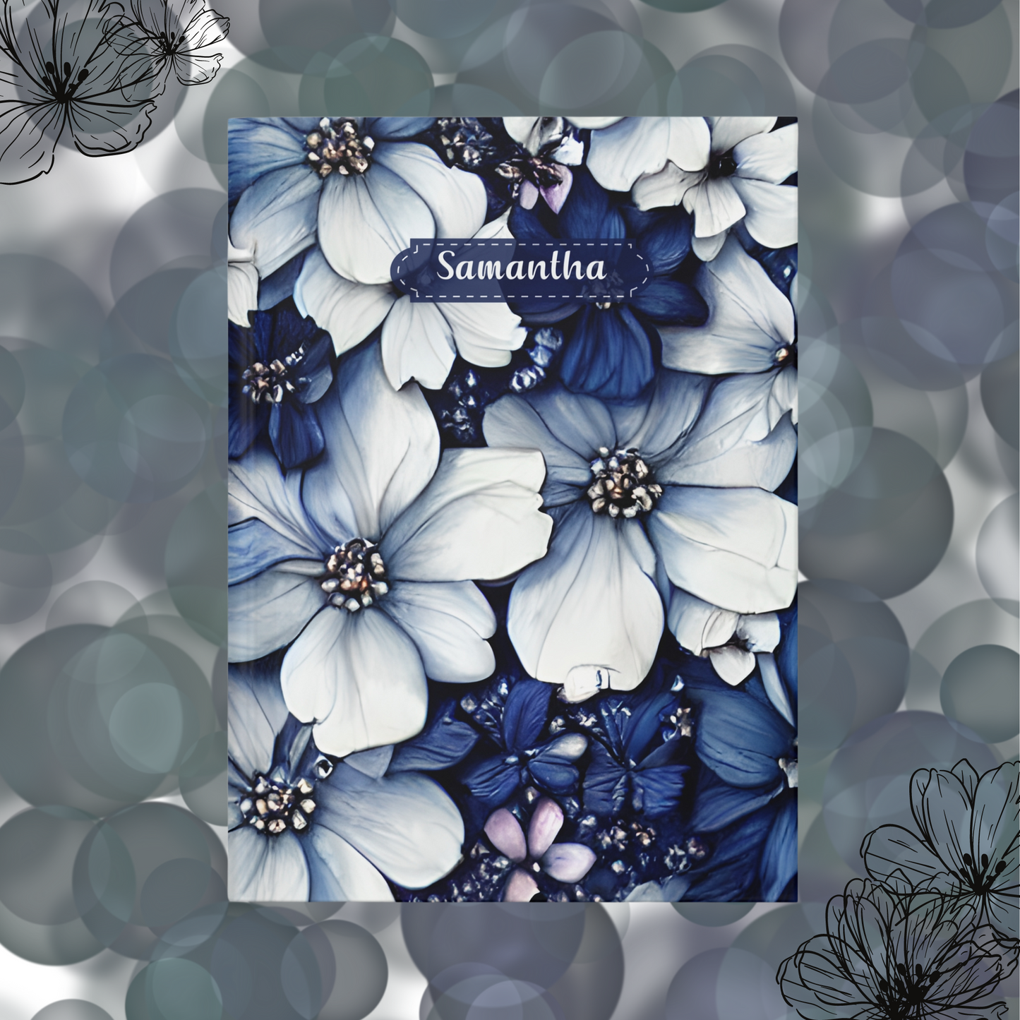 Cuaderno personalizado de flores silvestres azules: ideal para amantes de las flores.