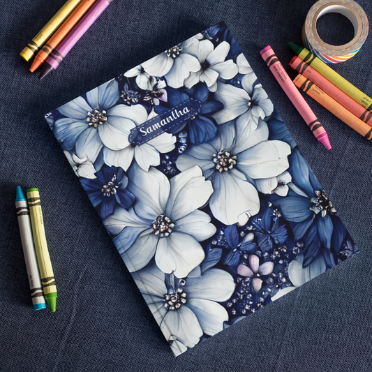 Custom Blue Wildflower Notebook - Ideal for Flower Lovers.