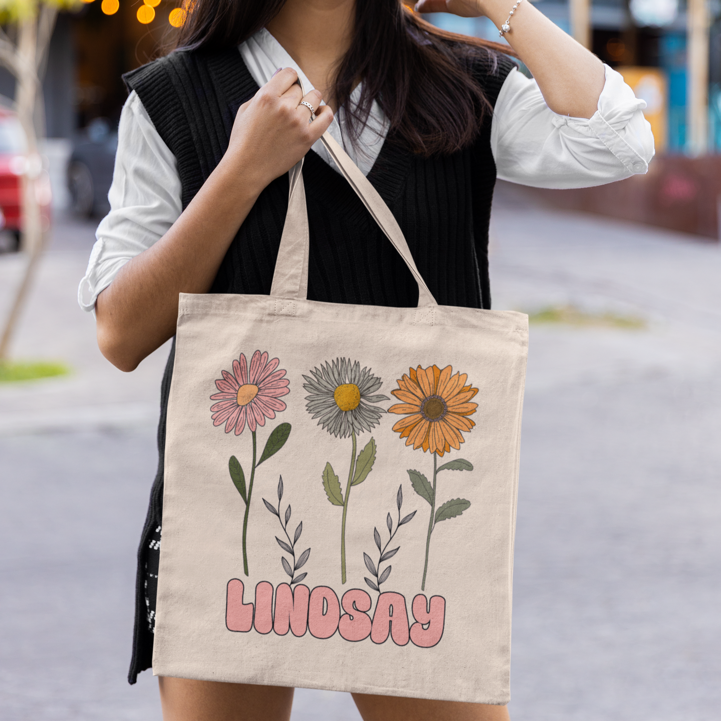 Elegancia floral vintage: Tote de algodón personalizado.