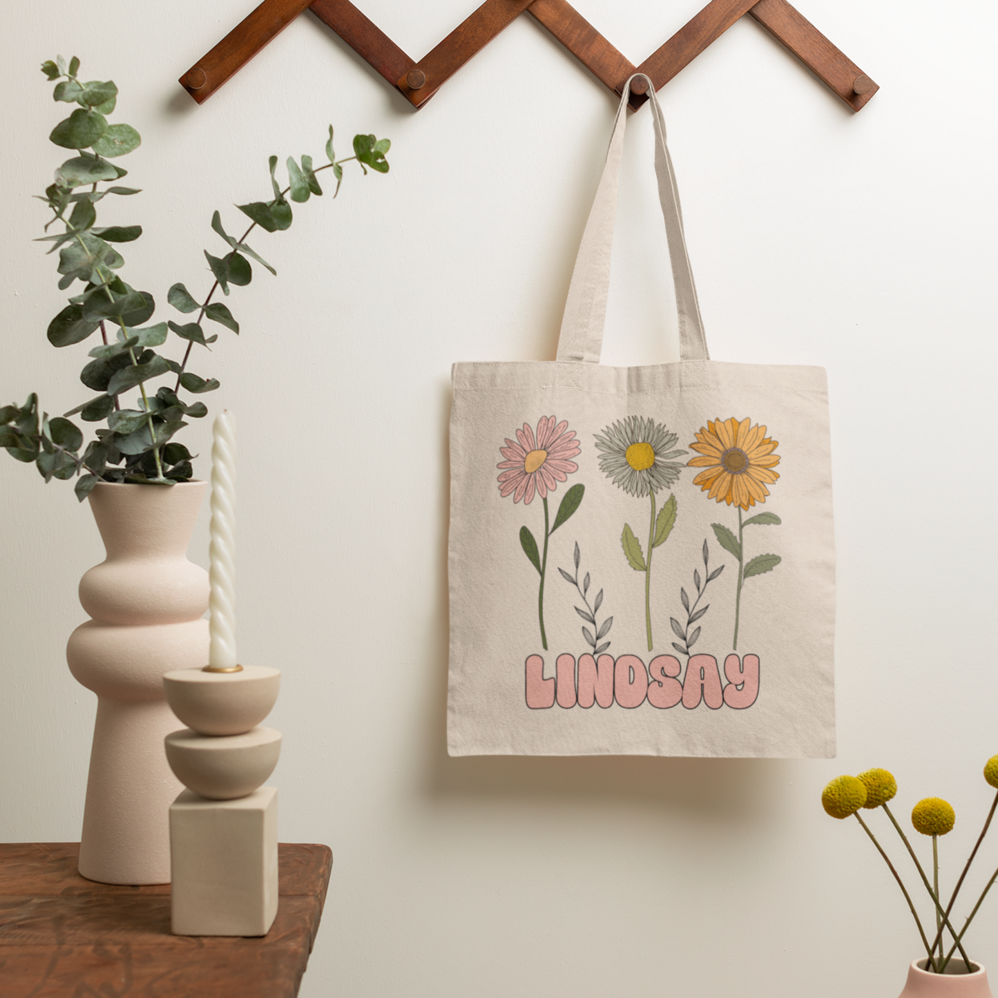 Elegancia floral vintage: Tote de algodón personalizado.